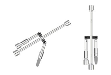 Fold-able cross wrench, removing car nuts, vector illustration on white background