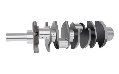 Realistic engine crankshaft with chrome, vector illustration 