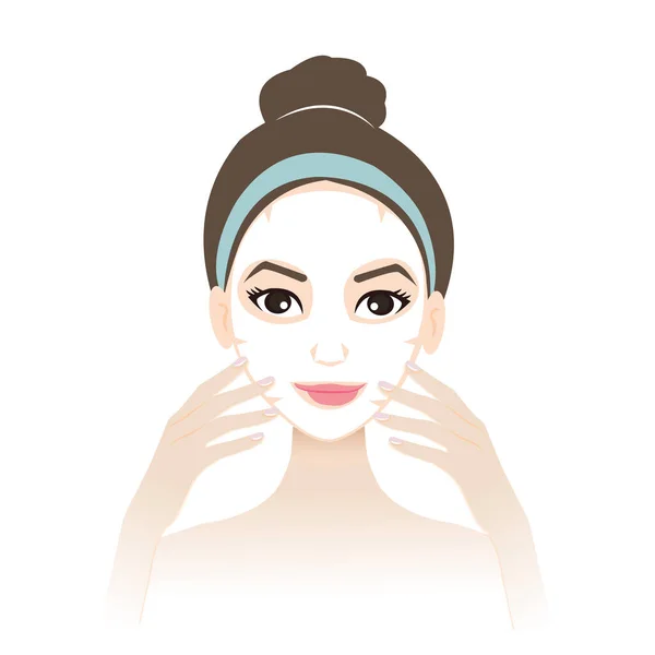 Maschera Facciale Donna Viso Vettore Isolato Sfondo Bianco Donna Carina — Vettoriale Stock