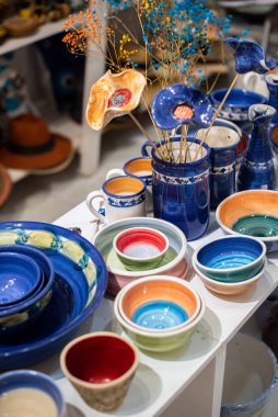 Kerkyra, Greece - 06.15.2022: Souvenir shop in Corfu Island, Greece