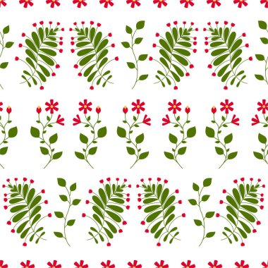 Vector seamless summer pattern with flowers and leaves.