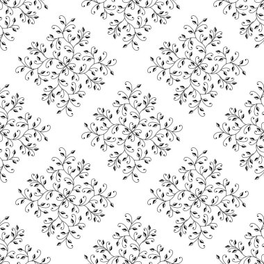 Vector seamless pattern. Abstract pattern on a white background. Plants