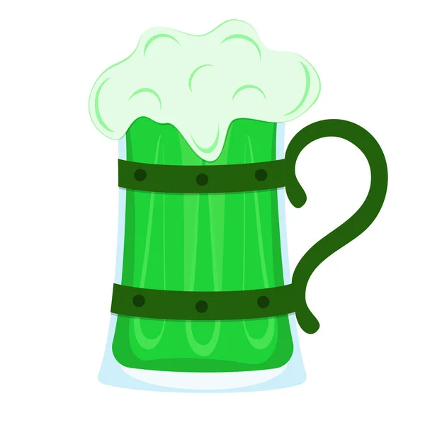 Vector Illustration Large Mug Green Beer Patrick Day — ストックベクタ