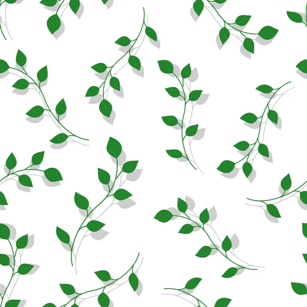 Seamless vector pattern on a white background with green leaves