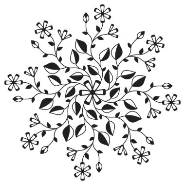 Vektör çizimi. Beyaz arka planda soyut bir model. Bitkiler ve çiçekler