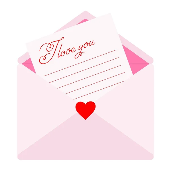 Vector Illustration Envelope Congratulatory Letter Valentine Day Love You — Stock Vector