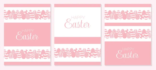 Vector Illustration Happy Easter Set Greeting Cards Posters Holiday Covers — Stock Vector