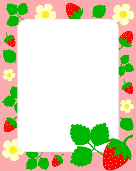 Vector Illustration Strawberry Frame Pink Background — Stock Vector