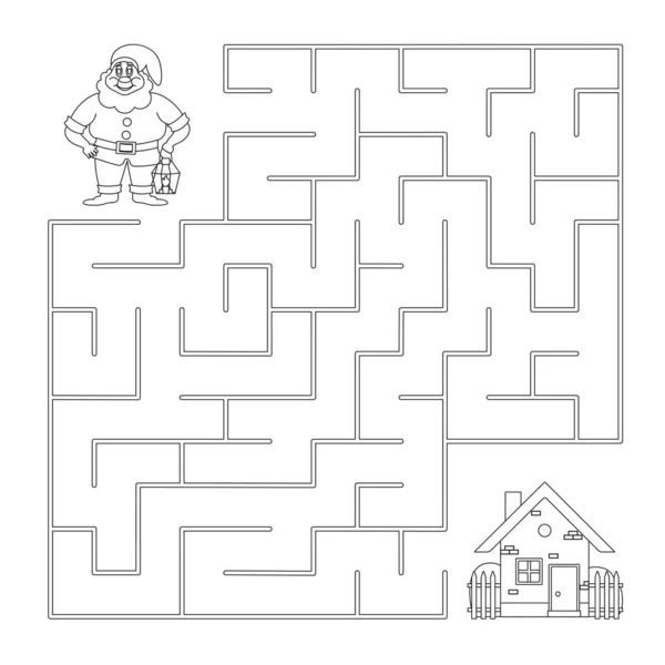 Vektorillustration Puzzle Labyrinth Für Kinder Schwarz Weiß Illustration Malbuch Hilf — Stockvektor