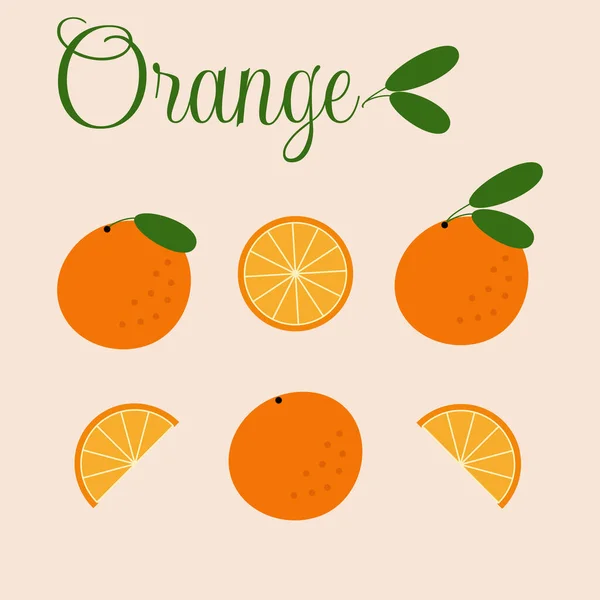 Illustrazione Vettoriale Collezione Arancione Stile Piatto — Vettoriale Stock