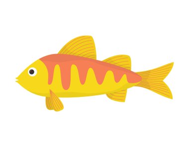 Vektör çizimi. Çizgi film tarzında izole edilmiş tatlı deniz balığı. Simge.