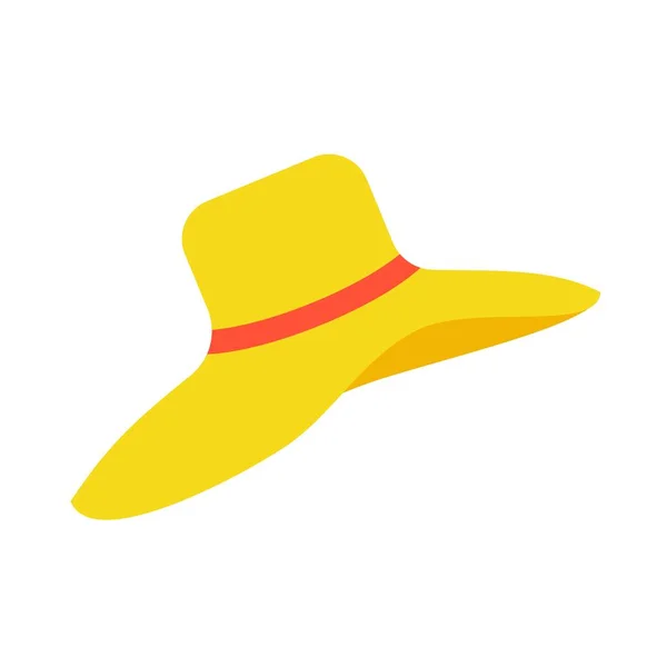 Εικονογράφηση Διανύσματος Μεγάλο Κίτρινο Καπέλο Παραλίας Απομονωμένο Αντικείμενο Λευκό Φόντο — Διανυσματικό Αρχείο