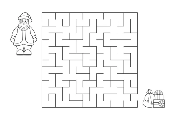 Illustration Vectorielle Labyrinthe Noël Des Enfants Aidez Père Noël Trouver — Image vectorielle