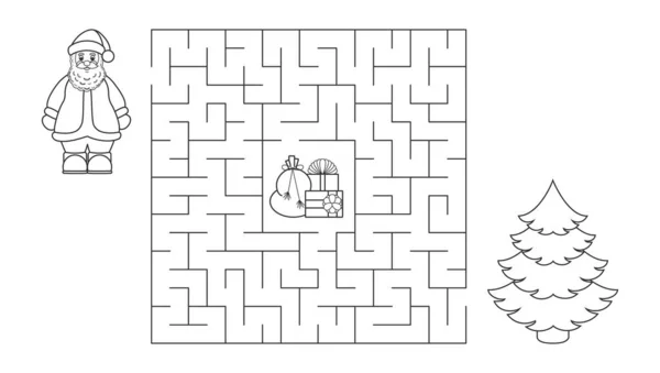 Schwarz Weiße Vektorillustration Kinder Lernspiel Den Richtigen Weg Finden Das — Stockvektor