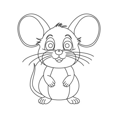 Vektör şirin fareyi izole etti. Renksiz siyah ve beyaz renk.