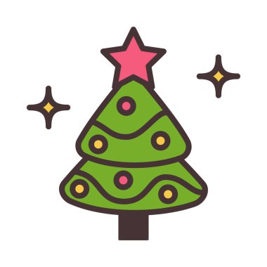 Beyaz arkaplanda vektör Noel ağacı simgesi