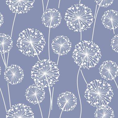 Dandelions with hearts for lovers. Elegant seamless pattern with stylized summer flowers. Modern floral design. Fancy holiday print. Meadow wild flowers on grey background. Vector. clipart