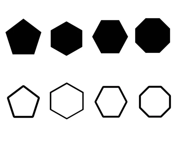 多角形の図形アイコン ペンタゴン 六角形 八角形の図形アイコン — ストック写真