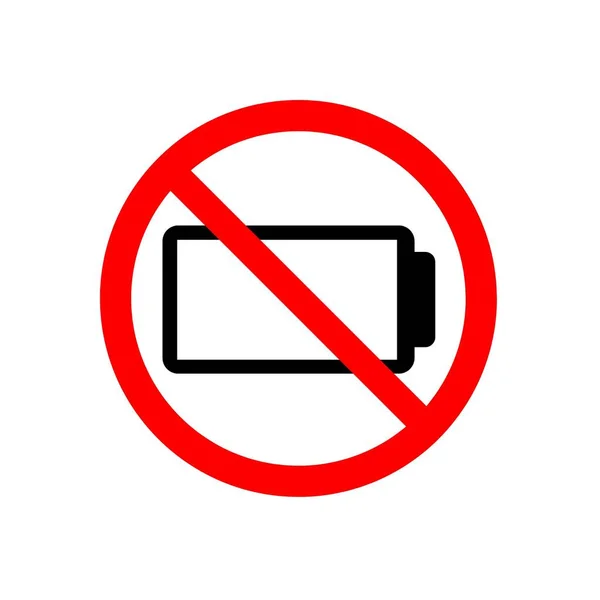 Waarschuwingsborden Verboden Batterij Pictogram Geen Telefoon Batterij Symbool — Stockfoto