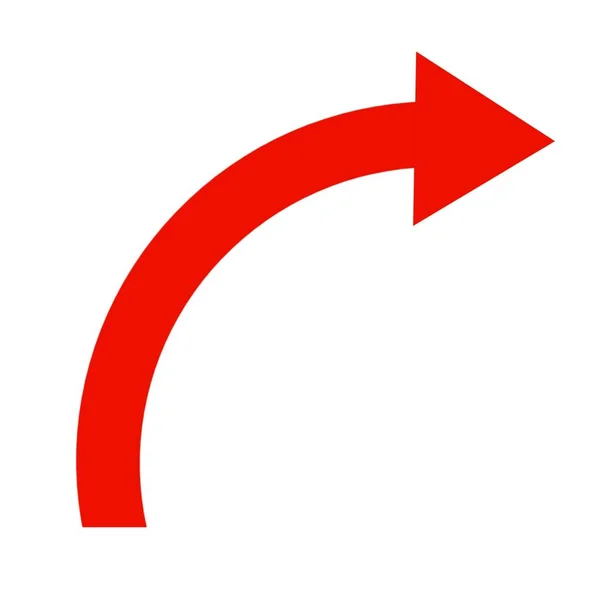 红色曲线箭头右上角图标 — 图库照片