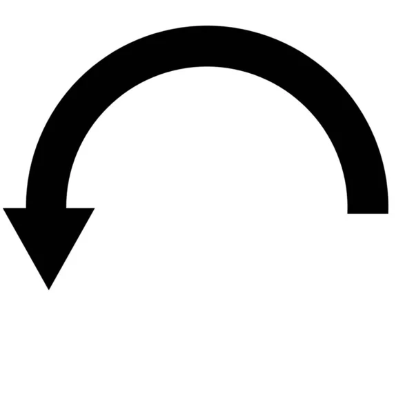 Flecha Curva Negra Izquierda Abajo Icono — Foto de Stock