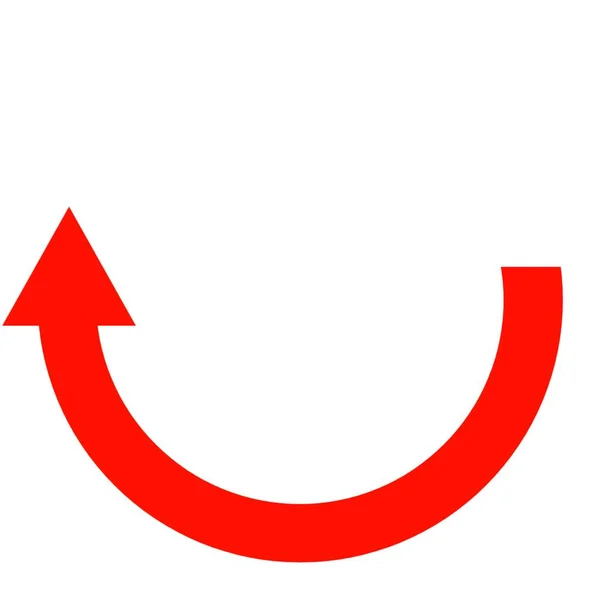 红色曲线箭头左上方图标 — 图库照片