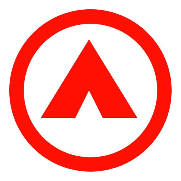 Röd Triangel Pil Upp Cirkel Ikon — Stockfoto
