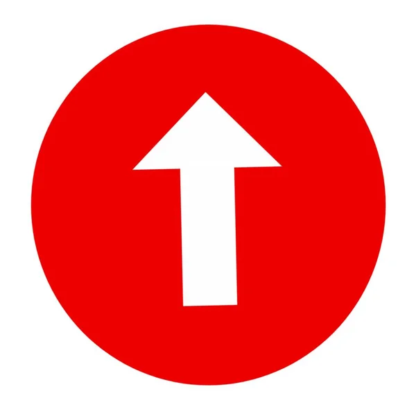 红色圆圈图标中的白色箭头 箭头图标 — 图库照片