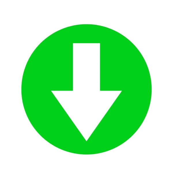 Bílá Šipka Dolů Ikona Zeleném Kruhu — Stock fotografie