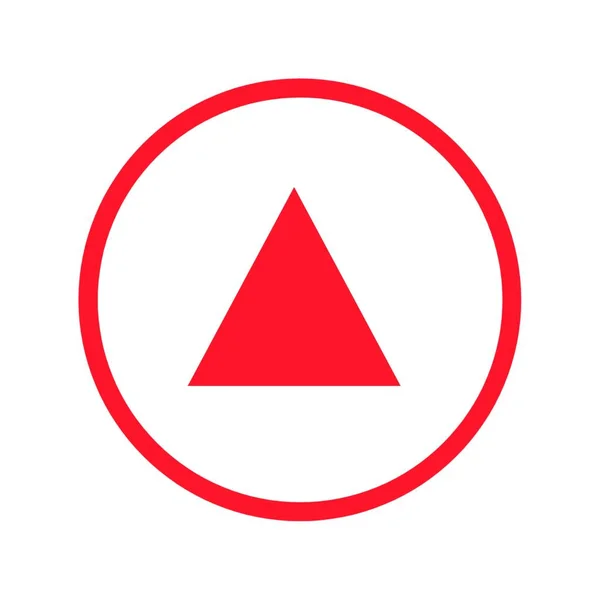 Κόκκινο Τρίγωνο Βέλος Επάνω Εικονίδιο Κύκλου — Φωτογραφία Αρχείου