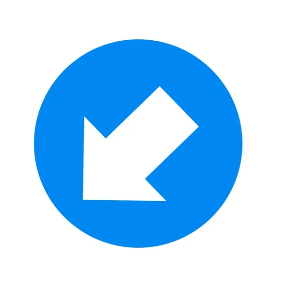 Diagonální Šipka Vlevo Dole Kruhová Ikona — Stock fotografie