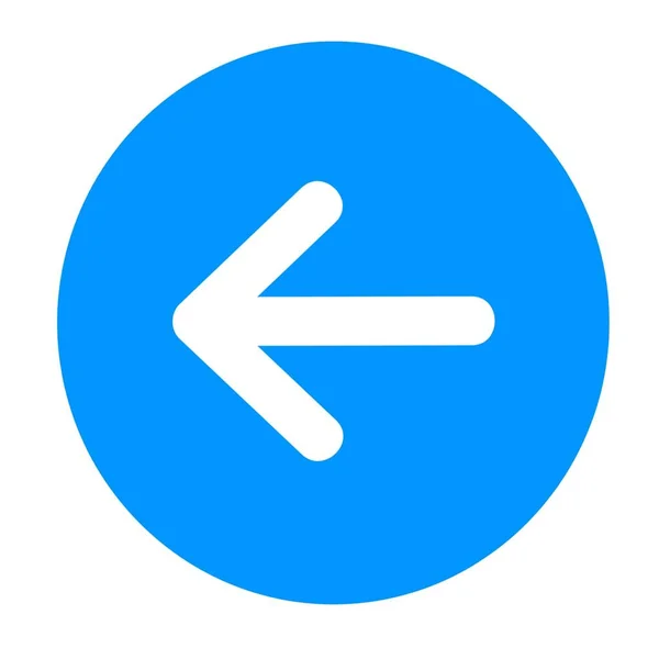 Icono Del Círculo Flecha Izquierda Flecha Blanca Círculo Azul —  Fotos de Stock