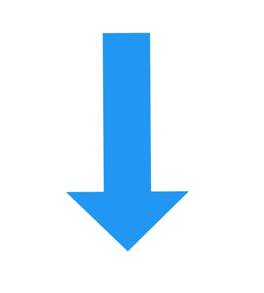 흰색으로 분리되어 화살표 아이콘 아래의 파란색 — 스톡 사진