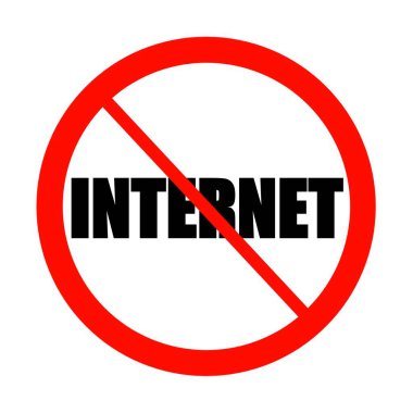 İnternet simgesi ya da yasak internet simgesi ya da internet bloğu simgesi yok 