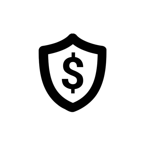 Dinheiro Dólar Ícone Escudo Seguro — Fotografia de Stock