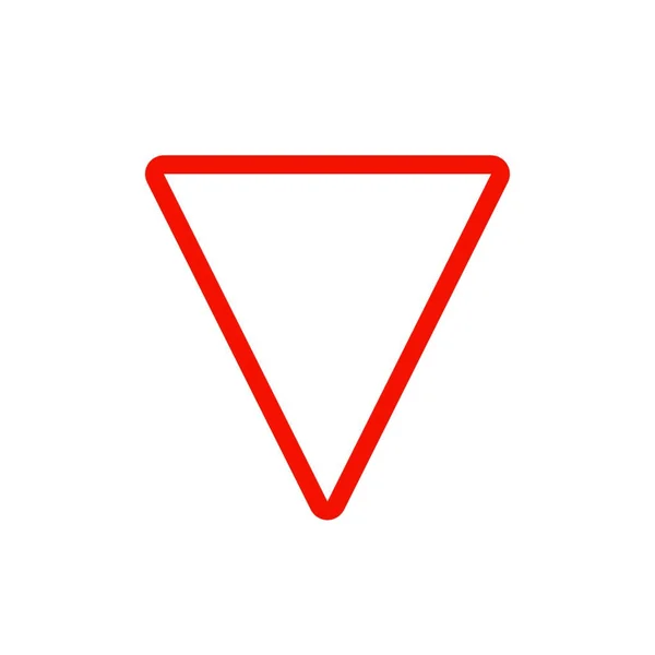 Röd Inverterad Triangel Kontur Ikon — Stockfoto