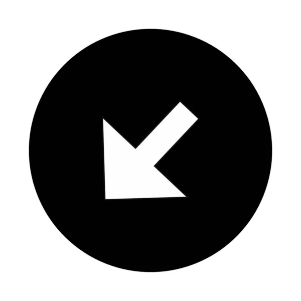 Diagonal Pil Vänster Ner Cirkel Ikon — Stockfoto