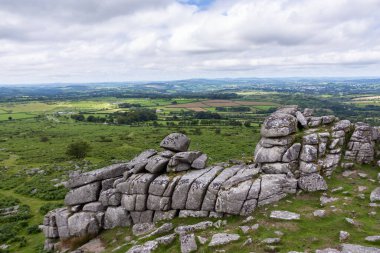 A view of Pew Tor, a distinctive rock formation in Dartmoor, Devon, England.