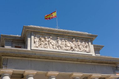 Madrid, Spain - August 14, 2022: Facade of the Prado Museum (Museo Nacional del Prado) in Madrid, Spain.