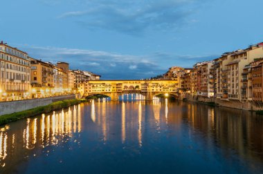 The Old Bridge (Ponte Vecchio) is a medieval stone bridge that crosses the Arno River in Florence, Italy.