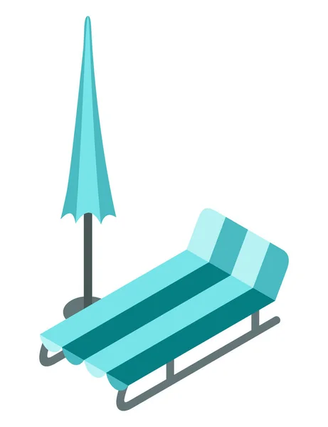 Isometrisches Gestaltungselement Für Außenbecken Kreative Liegestühle Und Sonnenschirm Sommerferienkonzept Vektor — Stockvektor