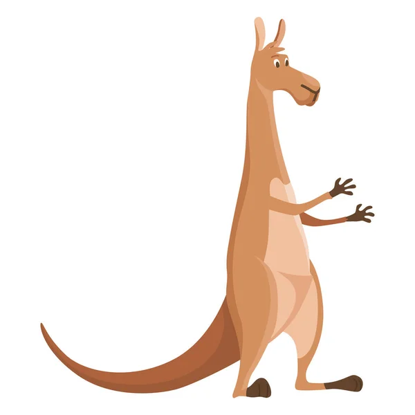 カンガルーのキャラクターがポーズ 大人のカンガルーとポーチが立っています 白い背景に隔離されたオーストラリアの動物や野生動物のベクトルフラット漫画動物 — ストックベクタ