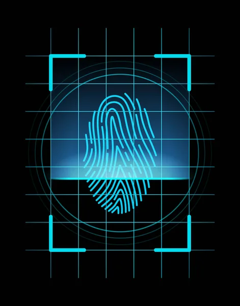 Fingerprint Identification Scan Fingerprint Security Identification System Concept Futuristic Technology — Vector de stock