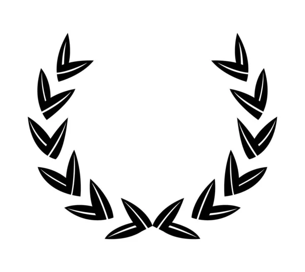Vintage Laurel Wreath Black Silhouette Circular Sign Depicting Award Achievement — Vetor de Stock