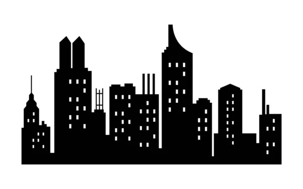 Vector City Silhouette Modern Urban Landscape High Building Windows Illustration — Vector de stock
