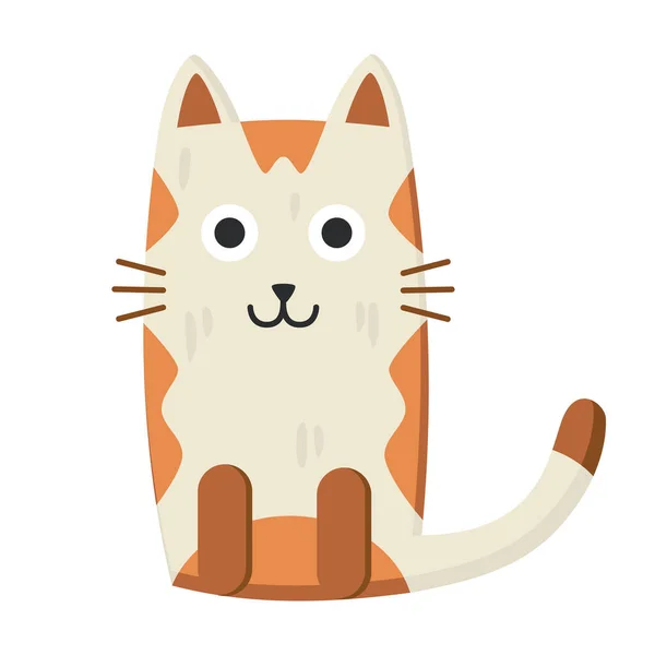 Simple Geometric Cat Cute Kitten Sitting Modern Flat Art Style — Stock vektor