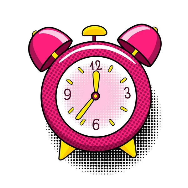 Reloj Despertador Cómico Pop Art Icono Dibujos Animados Colorido Dinámico — Archivo Imágenes Vectoriales