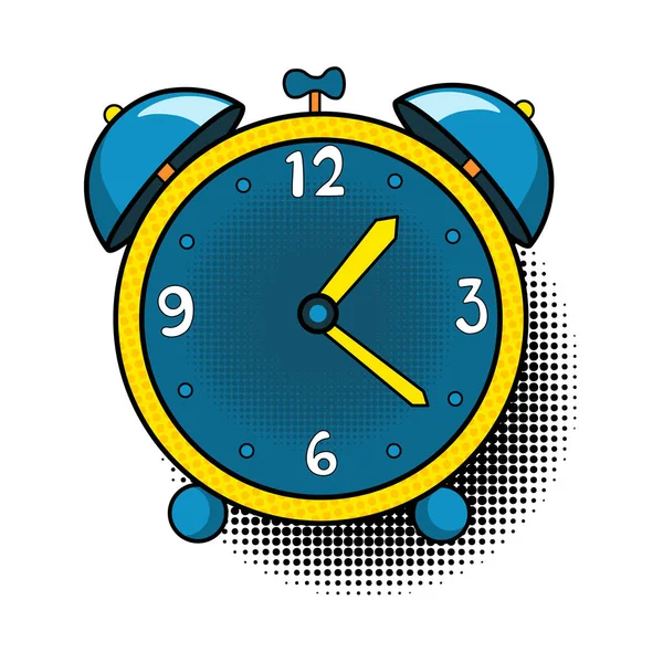 Comic Alarm Clock Pop Art Colorful Dynamic Cartoonish Icon Retro — Stock Vector