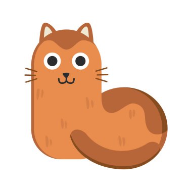 Simple geometric cat. Cute kitten sitting. Modern flat art style. Vector cartoon character.