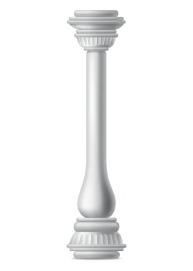 Antique column, realistic icon. Classic stone pillar of roman or greece architecture with twisted and groove ornament for facade design.